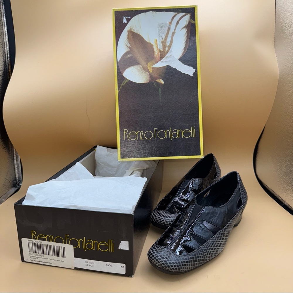 NIB Renzo‎ Fontanelli Ponte Pump, Black, Women’s Size 6.5